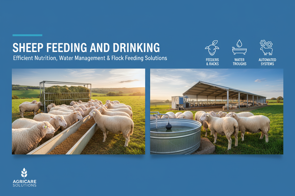 Sheep Feeding and  Drinking