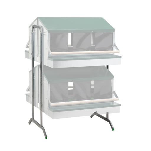 Metal leg for a two-sided collective laying nest battery.