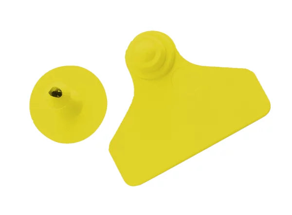 Ear tag Large + push button (45 mm x 55 mm) | 20 pieces | yellow