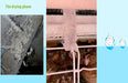 Poultry red mite control treatment showing dried mites and chickens.