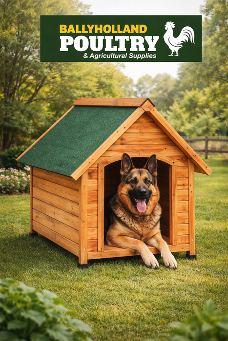 WOODEN KENNEL SLOPING ROOF LARGE