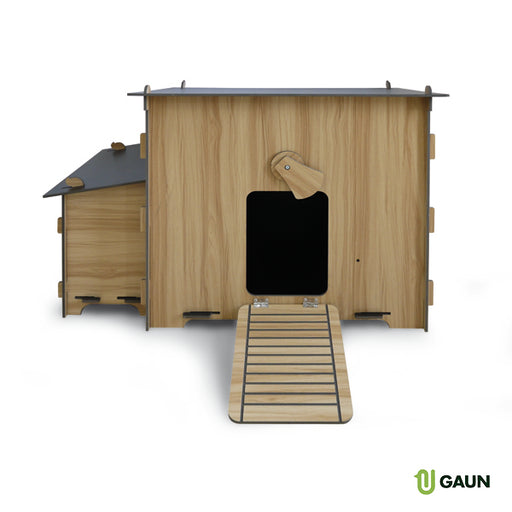 HPL shed, model Oslo, with a ramp and a hinged door.