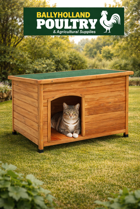 WOODEN KENNEL FLAT ROOF LARGE