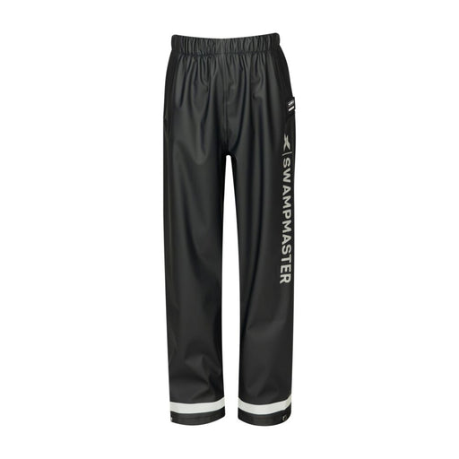 Black waterproof trousers with reflective bands and "SWAMPMASTER" text.
