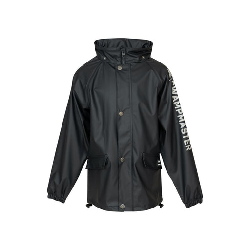 Black Swampmaster waterproof jacket with "SWAMPMASTER" text on the sleeve.