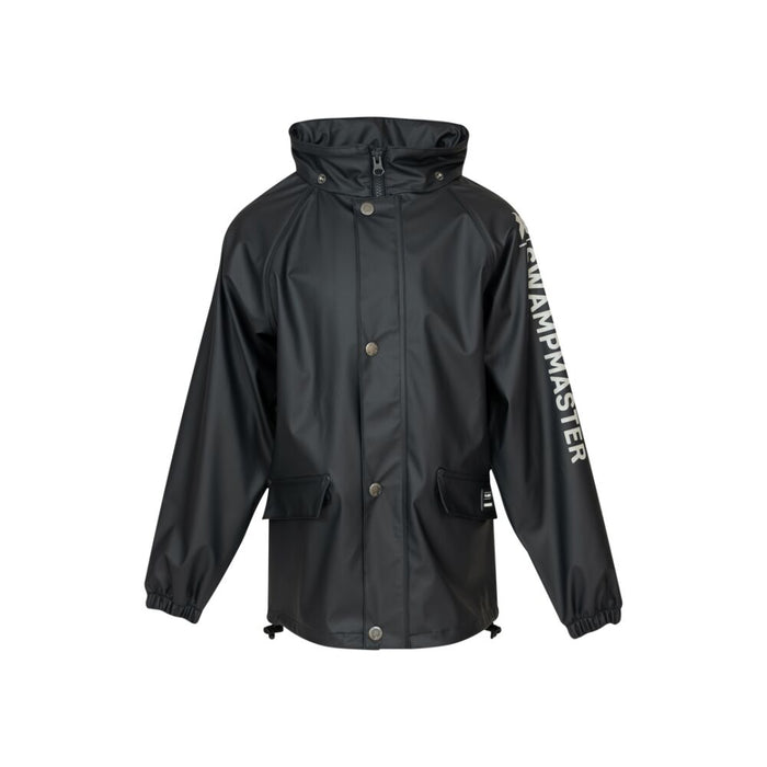 Black Swampmaster waterproof jacket with "SWAMPMASTER" text on the sleeve.
