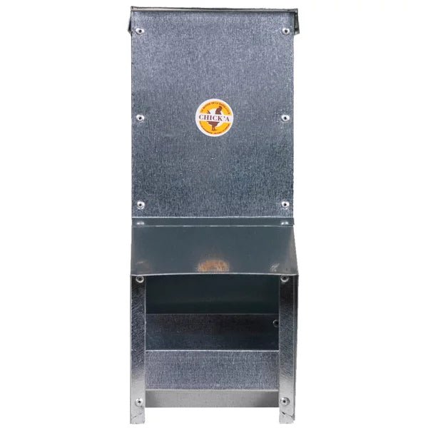 Poultry feeder with rain cover | galvanized steel (10 L) - Ballyholland Poultry