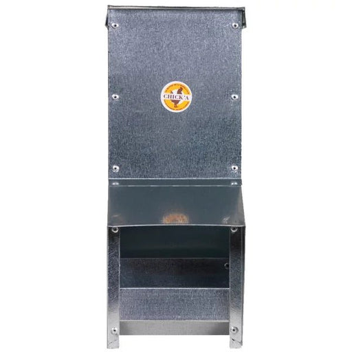 Poultry feeder with rain cover | galvanized steel (18 L) - Ballyholland Poultry