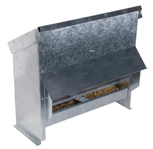 Poultry feeder with rain cover | galvanized steel ( 25 L) - Ballyholland Poultry
