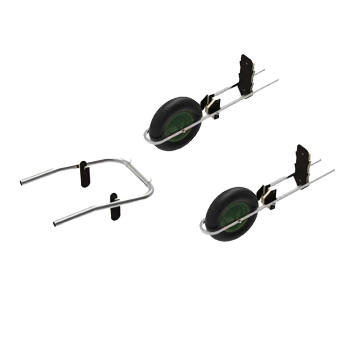 Wheel kit for chicken house with two wheels and handles.